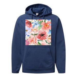 Flower Garden Nature Pattern Performance Fleece Hoodie