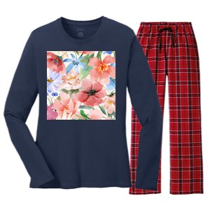 Flower Garden Nature Pattern Women's Long Sleeve Flannel Pajama Set 