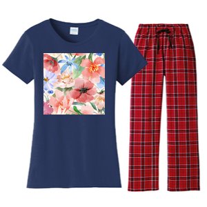 Flower Garden Nature Pattern Women's Flannel Pajama Set