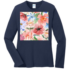 Flower Garden Nature Pattern Ladies Long Sleeve Shirt