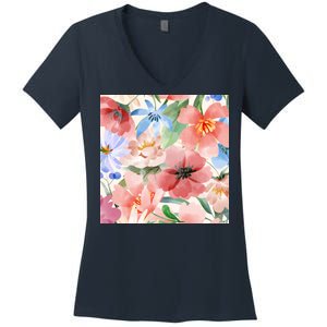 Flower Garden Nature Pattern Women's V-Neck T-Shirt