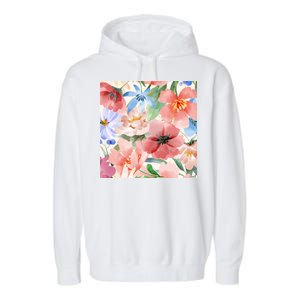 Flower Garden Nature Pattern Garment-Dyed Fleece Hoodie