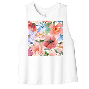 Flower Garden Nature Pattern Women's Racerback Cropped Tank