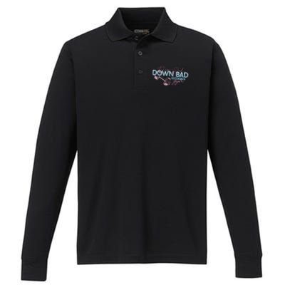 Funny Groovy Now IM Down Bad Crying At The Gym Gift Performance Long Sleeve Polo