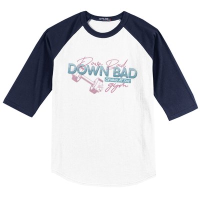 Funny Groovy Now IM Down Bad Crying At The Gym Gift Baseball Sleeve Shirt