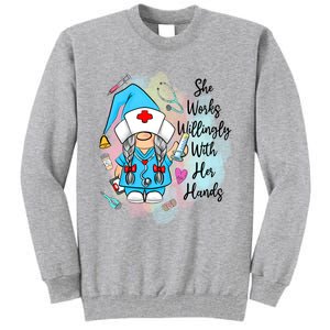 Funny Gnome Nurse Fall Thanksgiving Season Outfit Cool Gift Tall Sweatshirt