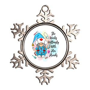 Funny Gnome Nurse Fall Thanksgiving Season Outfit Cool Gift Metallic Star Ornament