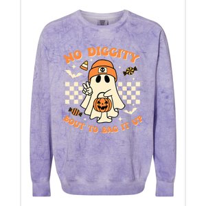 Funny Ghost No Diggity Bout To Bag It Up Spooky Halloween Colorblast Crewneck Sweatshirt