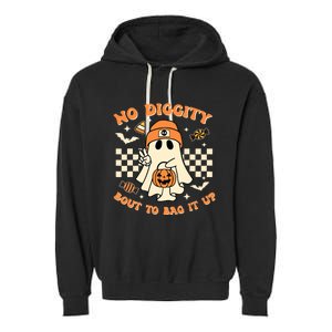 Funny Ghost No Diggity Bout To Bag It Up Spooky Halloween Garment-Dyed Fleece Hoodie