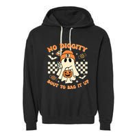 Funny Ghost No Diggity Bout To Bag It Up Spooky Halloween Garment-Dyed Fleece Hoodie