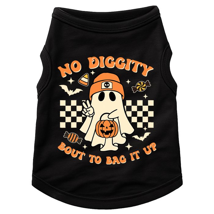 Funny Ghost No Diggity Bout To Bag It Up Spooky Halloween Doggie Tank