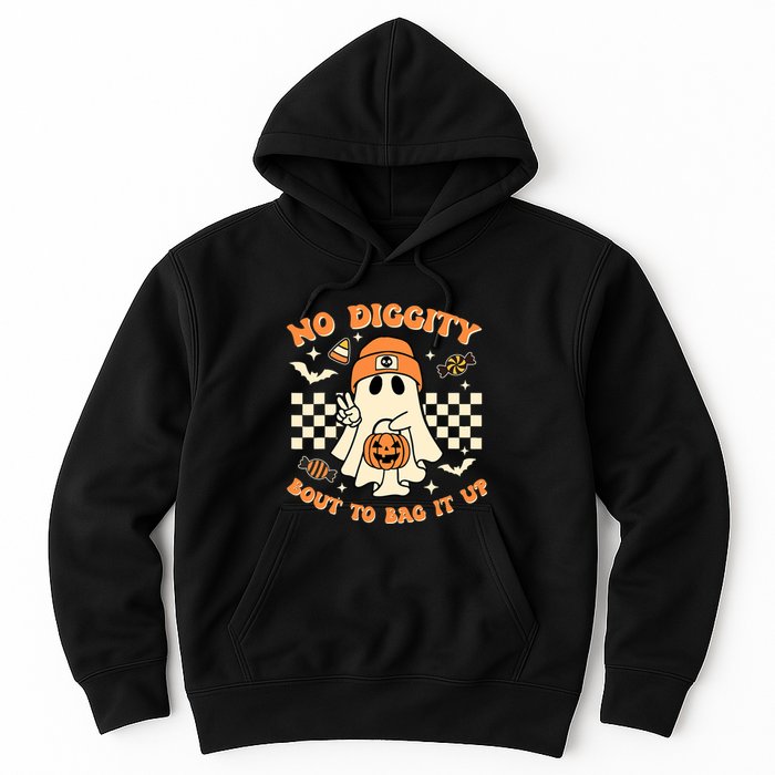 Funny Ghost No Diggity Bout To Bag It Up Spooky Halloween Hoodie