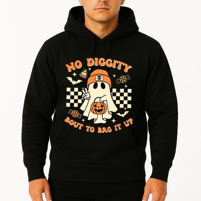 Funny Ghost No Diggity Bout To Bag It Up Spooky Halloween Hoodie