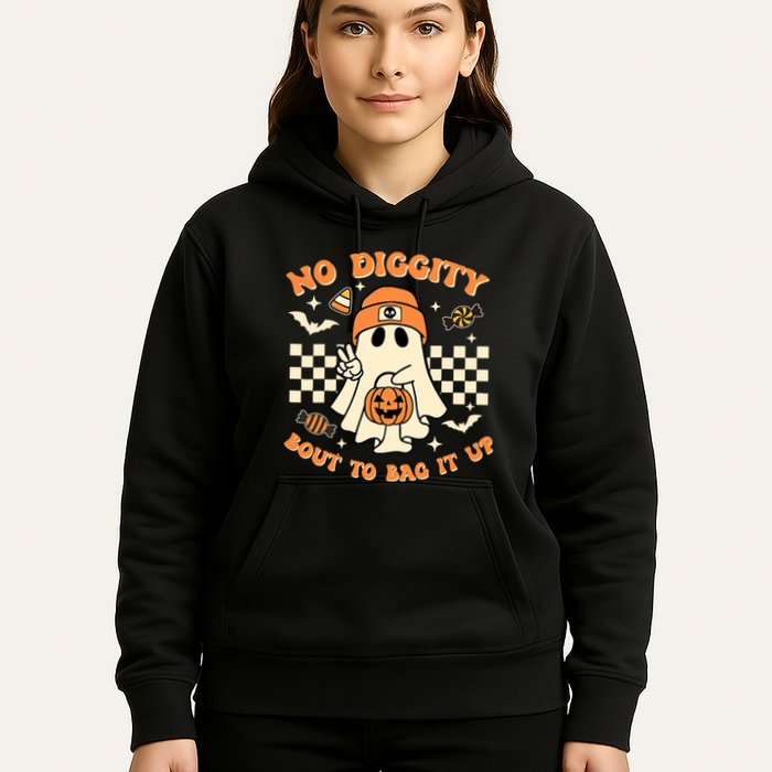 Funny Ghost No Diggity Bout To Bag It Up Spooky Halloween Hoodie