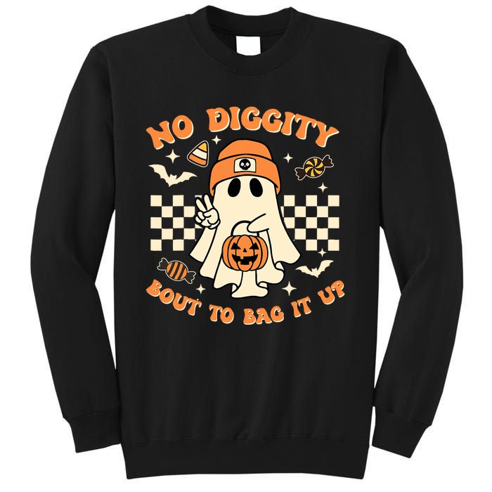 Funny Ghost No Diggity Bout To Bag It Up Spooky Halloween Sweatshirt