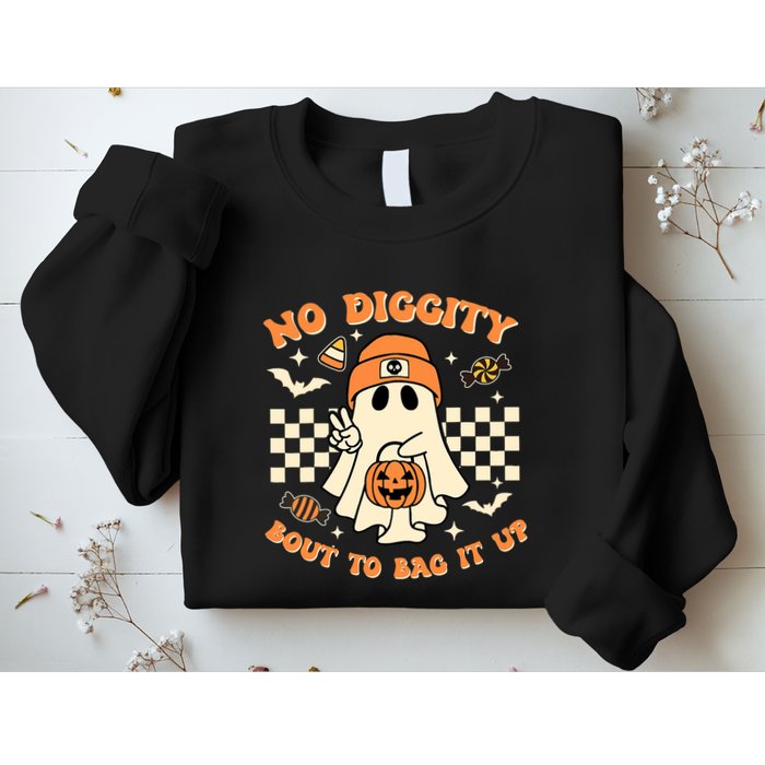 Funny Ghost No Diggity Bout To Bag It Up Spooky Halloween Sweatshirt