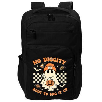 Funny Ghost No Diggity Bout To Bag It Up Spooky Halloween Impact Tech Backpack