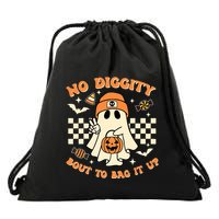 Funny Ghost No Diggity Bout To Bag It Up Spooky Halloween Drawstring Bag