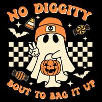 Funny Ghost No Diggity Bout To Bag It Up Spooky Halloween Drawstring Bag
