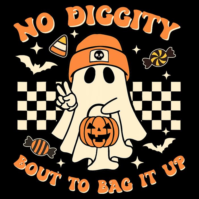 Funny Ghost No Diggity Bout To Bag It Up Spooky Halloween Drawstring Bag