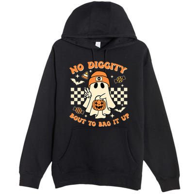 Funny Ghost No Diggity Bout To Bag It Up Spooky Halloween Premium Pullover Hoodie