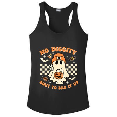 Funny Ghost No Diggity Bout To Bag It Up Spooky Halloween Ladies PosiCharge Competitor Racerback Tank