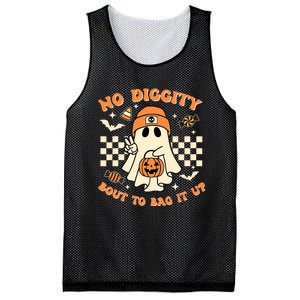 Funny Ghost No Diggity Bout To Bag It Up Spooky Halloween Mesh Reversible Basketball Jersey Tank