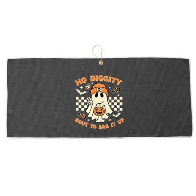 Funny Ghost No Diggity Bout To Bag It Up Spooky Halloween Large Microfiber Waffle Golf Towel