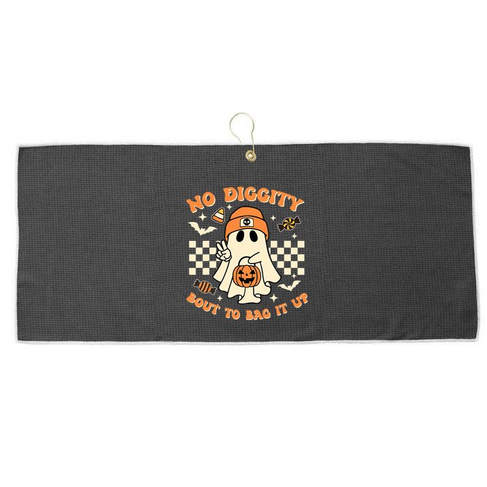 Funny Ghost No Diggity Bout To Bag It Up Spooky Halloween Large Microfiber Waffle Golf Towel