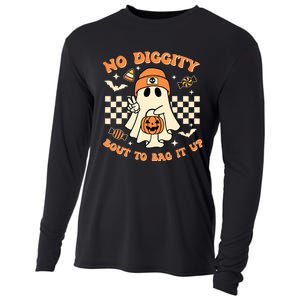 Funny Ghost No Diggity Bout To Bag It Up Spooky Halloween Cooling Performance Long Sleeve Crew