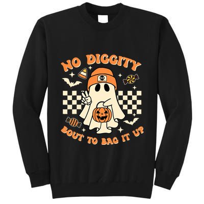Funny Ghost No Diggity Bout To Bag It Up Spooky Halloween Tall Sweatshirt