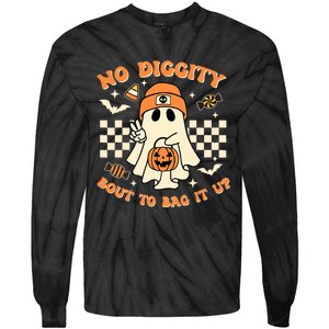 Funny Ghost No Diggity Bout To Bag It Up Spooky Halloween Tie-Dye Long Sleeve Shirt