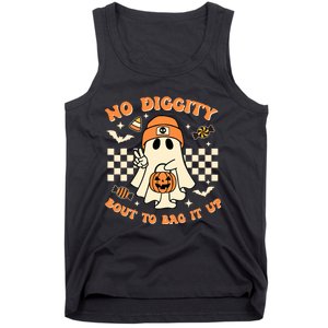 Funny Ghost No Diggity Bout To Bag It Up Spooky Halloween Tank Top