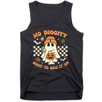 Funny Ghost No Diggity Bout To Bag It Up Spooky Halloween Tank Top