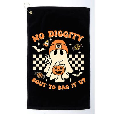 Funny Ghost No Diggity Bout To Bag It Up Spooky Halloween Golf Towel