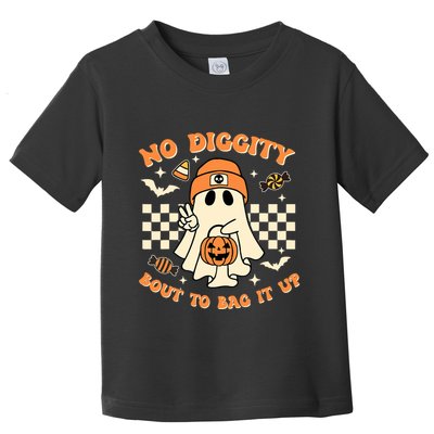 Funny Ghost No Diggity Bout To Bag It Up Spooky Halloween Toddler T-Shirt