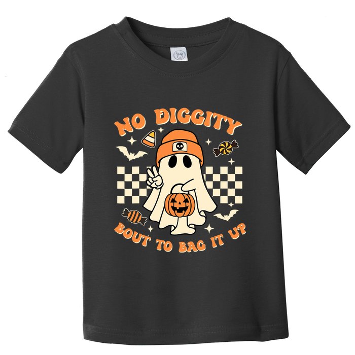 Funny Ghost No Diggity Bout To Bag It Up Spooky Halloween Toddler T-Shirt