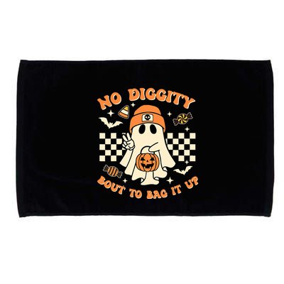 Funny Ghost No Diggity Bout To Bag It Up Spooky Halloween Microfiber Hand Towel