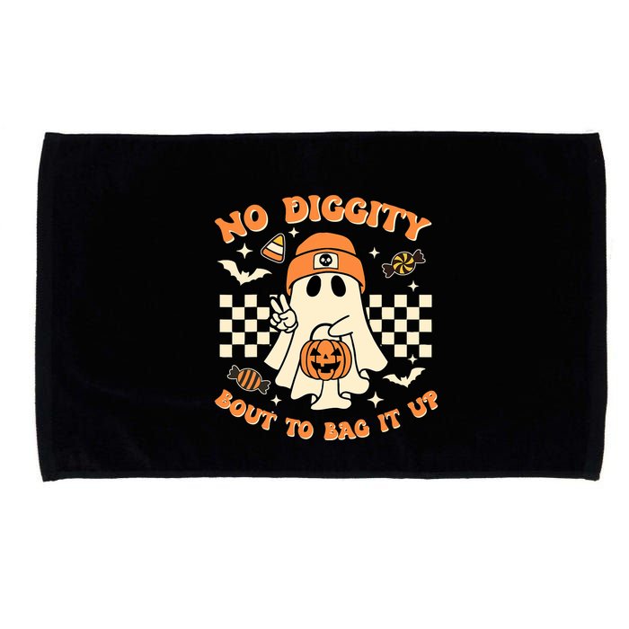 Funny Ghost No Diggity Bout To Bag It Up Spooky Halloween Microfiber Hand Towel