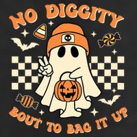 Funny Ghost No Diggity Bout To Bag It Up Spooky Halloween Microfiber Hand Towel