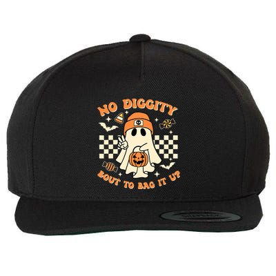 Funny Ghost No Diggity Bout To Bag It Up Spooky Halloween Wool Snapback Cap