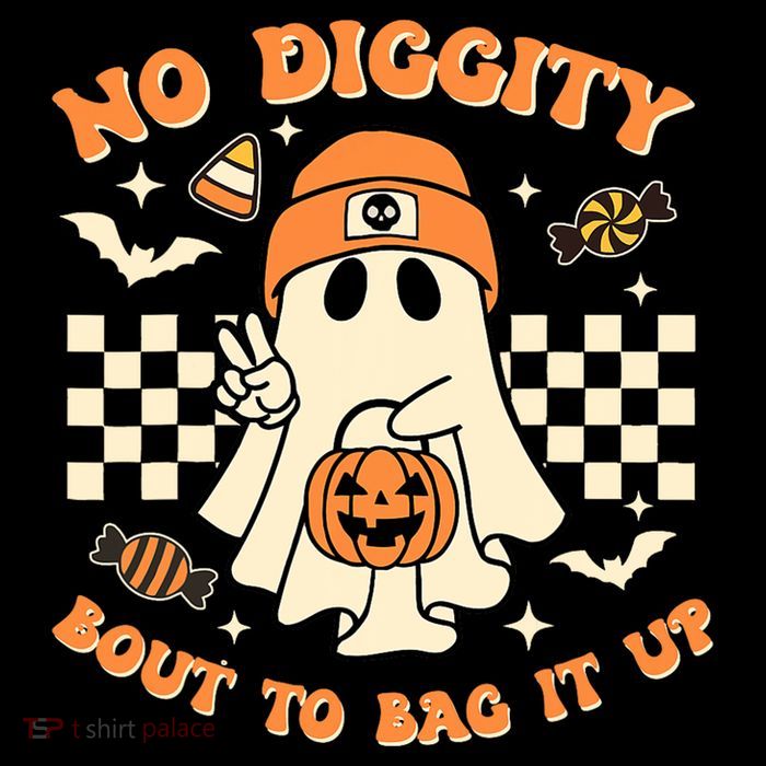 Funny Ghost No Diggity Bout To Bag It Up Spooky Halloween Wool Snapback Cap