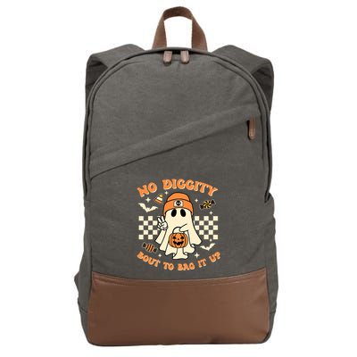 Funny Ghost No Diggity Bout To Bag It Up Spooky Halloween Cotton Canvas Backpack