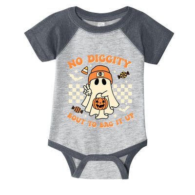 Funny Ghost No Diggity Bout To Bag It Up Spooky Halloween Infant Baby Jersey Bodysuit
