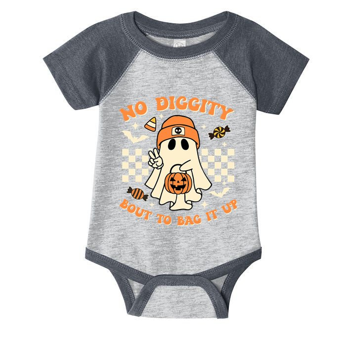 Funny Ghost No Diggity Bout To Bag It Up Spooky Halloween Infant Baby Jersey Bodysuit