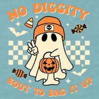 Funny Ghost No Diggity Bout To Bag It Up Spooky Halloween Sueded Cloud Jersey T-Shirt