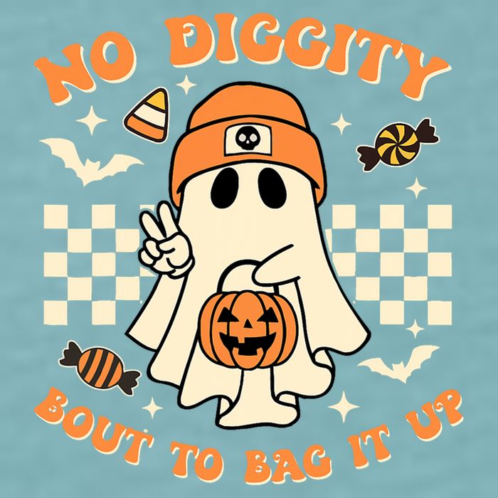 Funny Ghost No Diggity Bout To Bag It Up Spooky Halloween Sueded Cloud Jersey T-Shirt