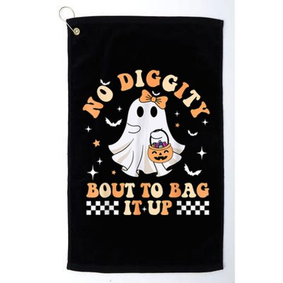 Funny Ghost No Diggity Bout To Bag It Up Spooky Halloween Platinum Collection Golf Towel