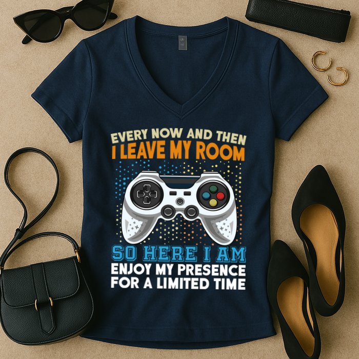 Funny Gamer Nerd Gaming Women's V-Neck T-Shirt