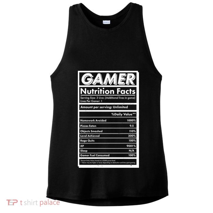 Funny Gamer Nutrition Facts Ladies PosiCharge Tri-Blend Wicking Tank